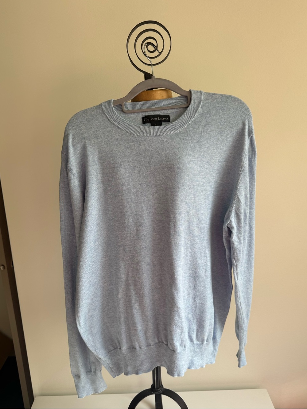 Christian Lacroix Men's Light Blue Crewneck Knit Sweater
